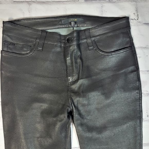 JOES JEANS Black Perforated 100% Leather Skinny High Rise Ankle Pants Size 29 - Picture 3 of 4